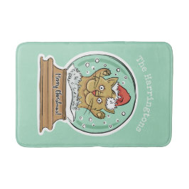 可愛いおもしろいクリスマス猫名前をカスタムするバスマット バスマット