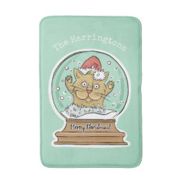 可愛いおもしろいクリスマス猫名前をカスタムするバスマット バスマット