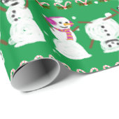 可愛いおもしろいクリスマス雪だるま包装紙 ラッピングペーパー (ロールコーナー)