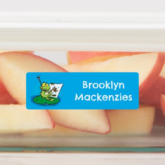 可愛いおもしろいグリーンのカエルパーソナライズされた漫画 ラベル (貼付)