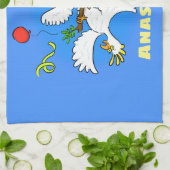 可愛いおもしろいコッカトゥーの鳥の漫画 キッチンタオル (折り畳み)