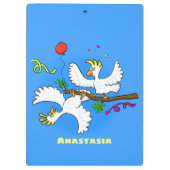 可愛いおもしろいコッカトゥーの鳥の漫画 クリップボード (裏面)