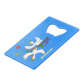 可愛いおもしろいコッカトゥーの鳥の漫画 クレジットカード栓抜き (正面アングル)