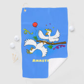 可愛いおもしろいコッカトゥーの鳥の漫画 ゴルフタオル (インサイチュ)