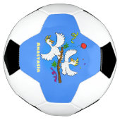 可愛いおもしろいコッカトゥーの鳥の漫画 サッカーボール (回転)