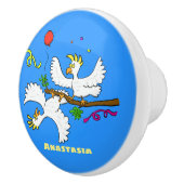 可愛いおもしろいコッカトゥーの鳥の漫画 セラミックノブ (右)