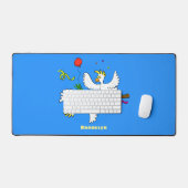 可愛いおもしろいコッカトゥーの鳥の漫画 デスクマット (キーボード&マウス)