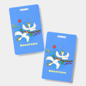 可愛いおもしろいコッカトゥーの鳥の漫画 バッジ (表裏)