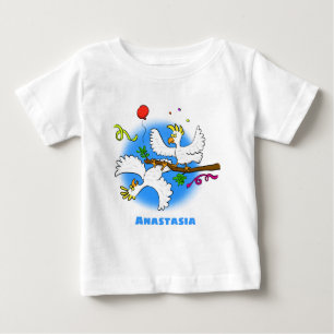 可愛いおもしろいコッカトゥーの鳥の漫画 ベビーTシャツ