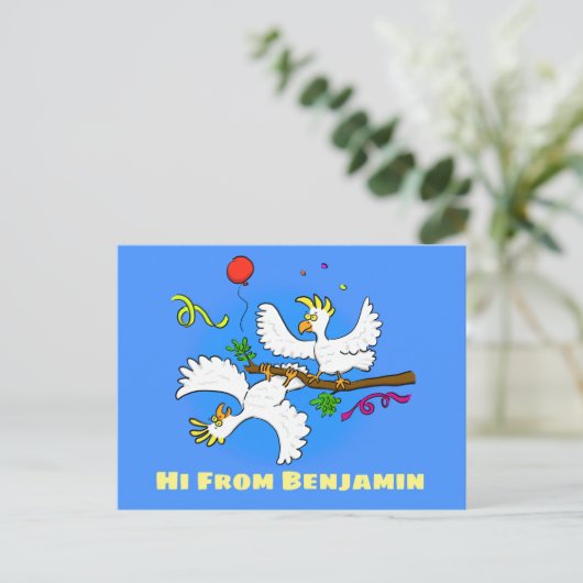 可愛いおもしろいコッカトゥーの鳥の漫画 ポストカード (スタンド正面)