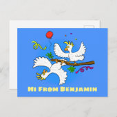 可愛いおもしろいコッカトゥーの鳥の漫画 ポストカード (正面/裏面)