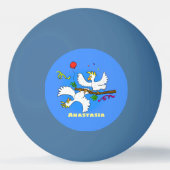 可愛いおもしろいコッカトゥーの鳥の漫画 卓球ボール (裏面)