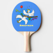 可愛いおもしろいコッカトゥーの鳥の漫画 卓球ラケット (裏面)