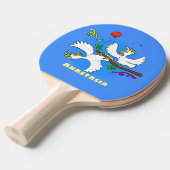 可愛いおもしろいコッカトゥーの鳥の漫画 卓球ラケット (正面アングル)