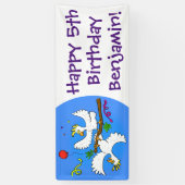 可愛いおもしろいコッカトゥーの鳥の漫画 横断幕 (縦)