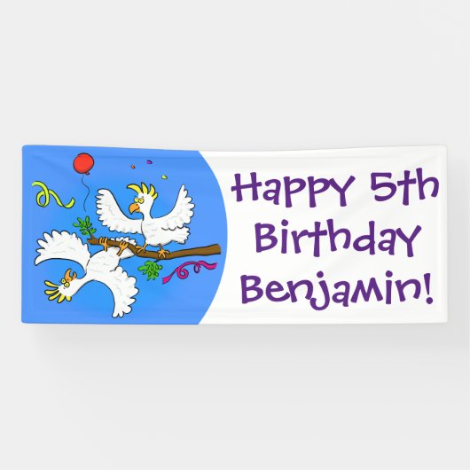 可愛いおもしろいコッカトゥーの鳥の漫画 横断幕 (横)