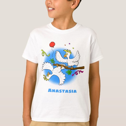 可愛いおもしろいコッカトゥーの鳥の漫画 Tシャツ (正面)