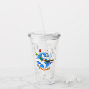 可愛いおもしろいコッカトゥーの鳥パーティー漫画 アクリルタンブラー