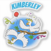 可愛いおもしろいコッカトゥーの鳥パーティー漫画 シール (正面)