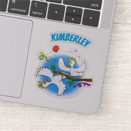 可愛いおもしろいコッカトゥーの鳥パーティー漫画 シール (詳細)