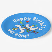 可愛いおもしろいコッカトゥーの鳥パーティー漫画 ペーパープレート (アングル)