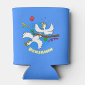 可愛いおもしろいコッカトゥーの鳥パーティー漫画 缶クーラー (裏面)