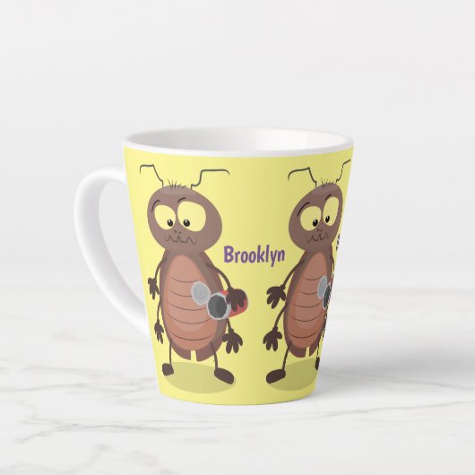 可愛いおもしろいゴキブリ漫画キャラクター カフェラテマグ (左アングル)