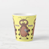 可愛いおもしろいゴキブリ漫画キャラクター カフェラテマグ (正面)