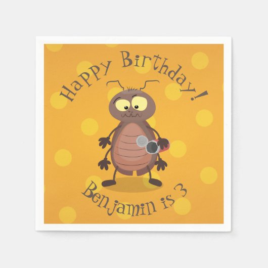 可愛いおもしろいゴキブリ漫画キャラクター スタンダードカクテルナプキン (正面)