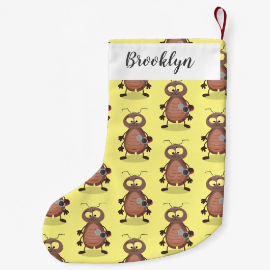 可愛いおもしろいゴキブリ漫画キャラクター スモールクリスマスストッキング (裏面)