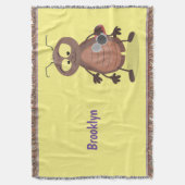 可愛いおもしろいゴキブリ漫画キャラクター スローブランケット (正面縦)