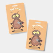 可愛いおもしろいゴキブリ漫画キャラクター バッジ (Front & Back)