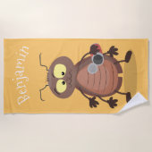 可愛いおもしろいゴキブリ漫画キャラクター ビーチタオル (正面)