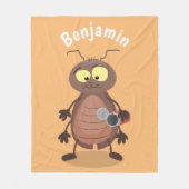 可愛いおもしろいゴキブリ漫画キャラクター フリースブランケット (正面)