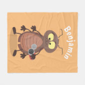 可愛いおもしろいゴキブリ漫画キャラクター フリースブランケット (正面(横))