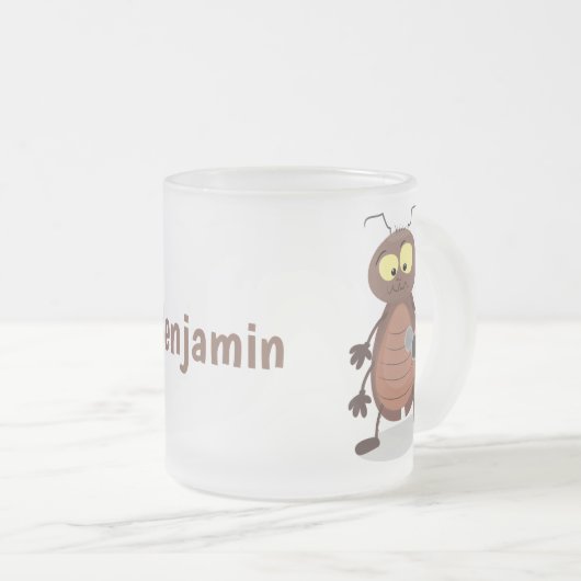 可愛いおもしろいゴキブリ漫画キャラクター フロストグラスマグカップ (正面右)