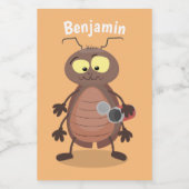 可愛いおもしろいゴキブリ漫画キャラクター フードラベル (シングルラベル)