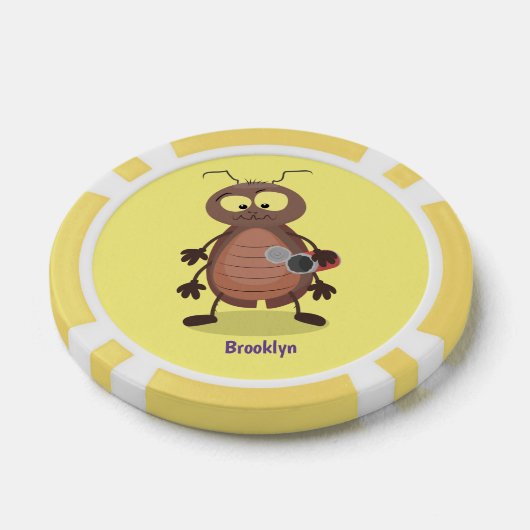 可愛いおもしろいゴキブリ漫画キャラクター ポーカーチップ (シングル)