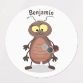 可愛いおもしろいゴキブリ漫画キャラクター ラベル (デザイン1)