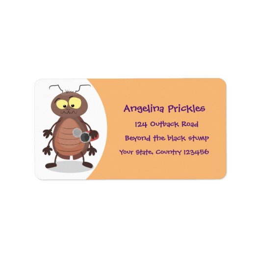 可愛いおもしろいゴキブリ漫画キャラクター ラベル (正面)