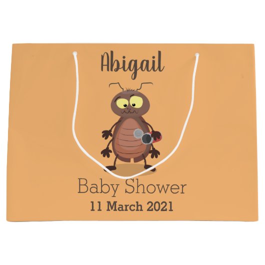 可愛いおもしろいゴキブリ漫画キャラクター ラージペーパーバッグ (正面)