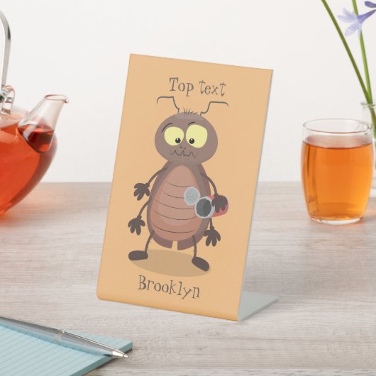 可愛いおもしろいゴキブリ漫画キャラクター 台座サイン (インサイチュ)