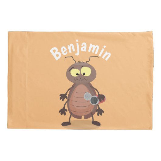 可愛いおもしろいゴキブリ漫画キャラクター 枕カバー (裏面)