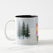 可愛いおもしろいサモエードドッグクリスマス ツートーンマグカップ (左)