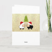 可愛いおもしろいサンタカートゥーンの羊のクリスマス シーズンカード (裏面)