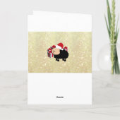 可愛いおもしろいサンタカートゥーンの羊のクリスマス シーズンカード (裏面)