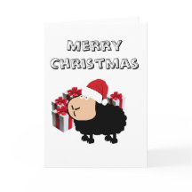 可愛いおもしろいサンタカートゥーンの羊のクリスマス