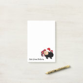 可愛いおもしろいサンタカートゥーンの羊のクリスマス ポストイット (デスク上)