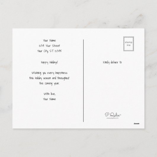 可愛いおもしろいサンタガール猫名クリスマスアニメ シーズンポストカード (裏面)