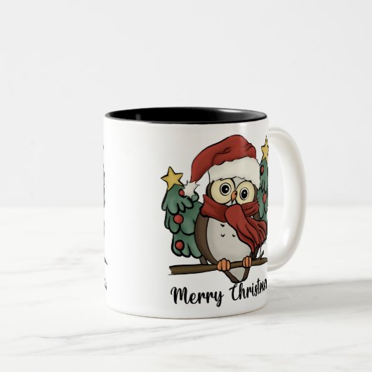 可愛いおもしろいサンタクロウのクリスマス ツートーンマグカップ (正面右)